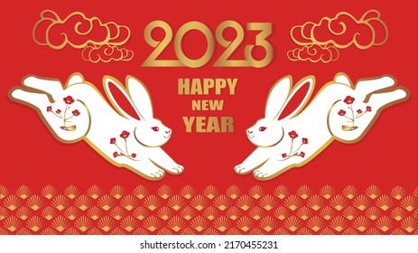 Happy new year, Chinese New Year,Lunar, 2023 , Year of the Rabbit , Chinese Traditional.