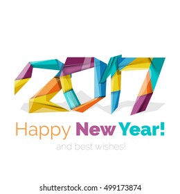 Happy New Year and Chrismas holiday greeting card elements. Geometric banner
