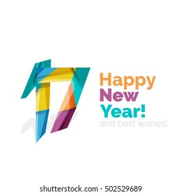 Happy New Year and Chrismas holiday greeting card elements. Geometric banner
