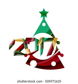 Happy New Year and Chrismas holiday greeting card elements. Geometric banner
