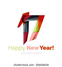 Happy New Year and Chrismas holiday greeting card elements. Geometric banner
