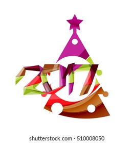 Happy New Year and Chrismas holiday greeting card elements. Geometric banner