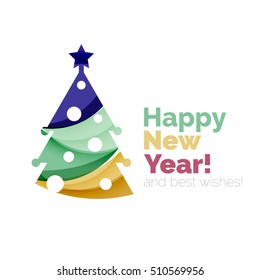 Happy New Year and Chrismas holiday greeting card elements. Geometric banner