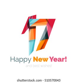 Happy New Year and Chrismas holiday greeting card elements. Geometric banner