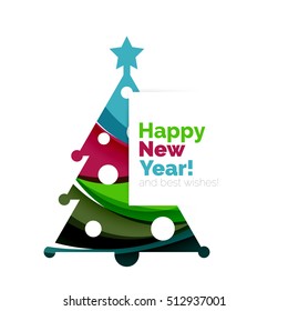 Happy New Year and Chrismas holiday greeting card elements. Geometric banner