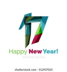 Happy New Year and Chrismas holiday greeting card elements. Geometric banner