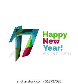Happy New Year and Chrismas holiday greeting card elements. Geometric banner