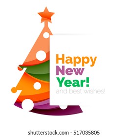 Happy New Year and Chrismas holiday greeting card elements. Geometric banner