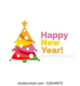 Happy New Year and Chrismas holiday greeting card elements. Geometric banner