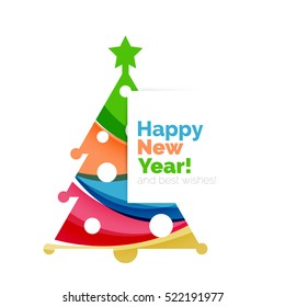 Happy New Year and Chrismas holiday greeting card elements. Geometric banner