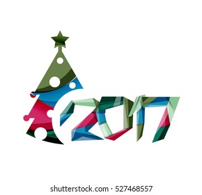 Happy New Year and Chrismas holiday greeting card elements. Geometric banner