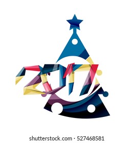 Happy New Year and Chrismas holiday greeting card elements. Geometric banner