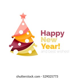 Happy New Year and Chrismas holiday greeting card elements. Geometric banner