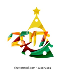 Happy New Year and Chrismas holiday greeting card elements. Geometric banner