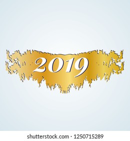 Happy New Year, Christmas background with gold text. Vector. 2019 vector
