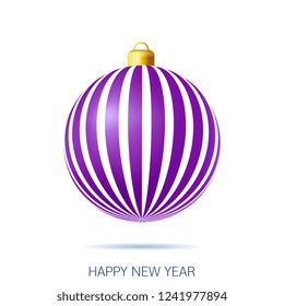 happy new year, Christmas ball 3D vector isolated on white background