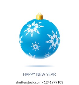 happy new year, Christmas ball 3D vector isolated on white background