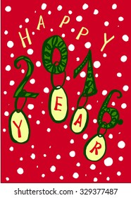 HAPPY NEW YEAR, Christmas balls, Christmas Toys, vector doodling, ornaments
