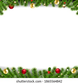 Happy New Year And Christmas Border With Gradient Mesh, Vector Illustration