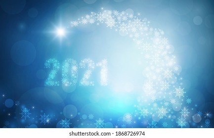Happy new year and Christmas card with 2019 Magic blue color background. vector illustration