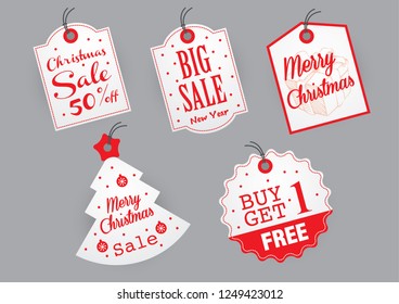 Happy New Year and Christmas Day Gift Tag Hot Sale Vector Design