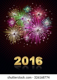 happy new year christmas fireworks background 2016