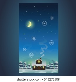 Happy new year. Christmas night. Vector illustration.