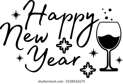 Happy New Year. Christmas quote. Winter phrase