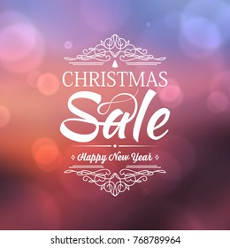 Happy New Year and christmas sale poster with the creative decorative elements upper  the text on the colourful  background vector illustration