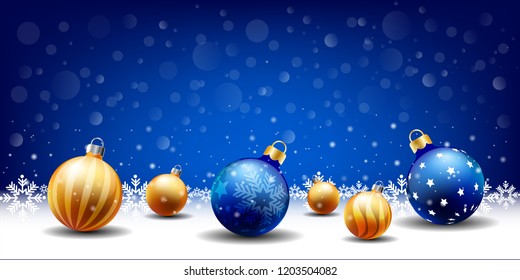 happy New Year Christmas snowing Ball background, Text input box,Blue background