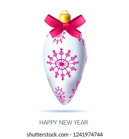happy new year, Christmas toy 3D vector isolated on white background