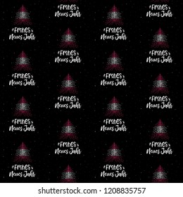 Happy New Year and Christmas tree with Austrian flag seamless vector pattern