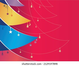 Schönes neues Jahr mit Weihnachtsbaum und Dekorationen
