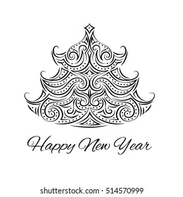 Happy New Year and Christmas tree