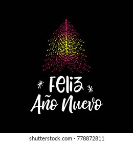 Happy New Year and Christmas tree with Spanish flag