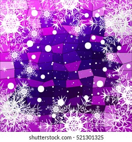 Happy New Year, Christmas vector pattern. Winter blue, purple background with snowflakes. design for geeting card, wallpaper, backdrop.