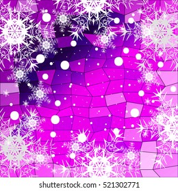 Happy New Year, Christmas vector pattern. Winter blue, purple background with snowflakes. design for geeting card, wallpaper, backdrop.
