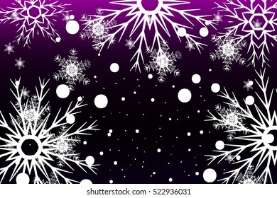 Happy New Year, Christmas vector illustration. Winter blue, purple background with snowflakes.