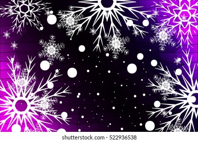 Happy New Year, Christmas vector illustration. Winter blue, purple background with snowflakes.