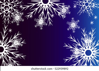 Happy New Year, Christmas vector illustration. Winter blue color background with snowflakes. For greeting card, invitation, wallpaper