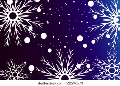 Happy New Year, Christmas vector illustration. Winter blue color background with snowflakes. For greeting card, invitation, wallpaper