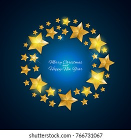 Happy New Year and  Christms Background with Golden Stars. Vector Illustration EPS10