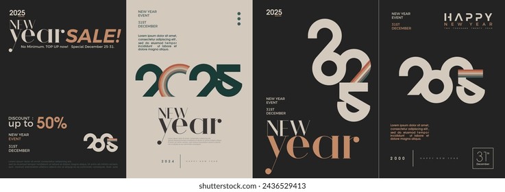 Feliz año nuevo diseño clásico para póster, portada, plantilla y otros propósitos de impresión. Diseño premium vector celebración y saludos feliz año nuevo 2025.