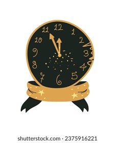 happy new year clock illustration isolated