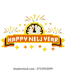 Happy New Year Clock Pixel