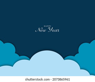 Happy New Year Cloud Simple Greeting Template