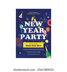 Happy New Year club poster Background for your Flyers and Greetings Card graphic or new year themed party invitations. abstract vector illustration design