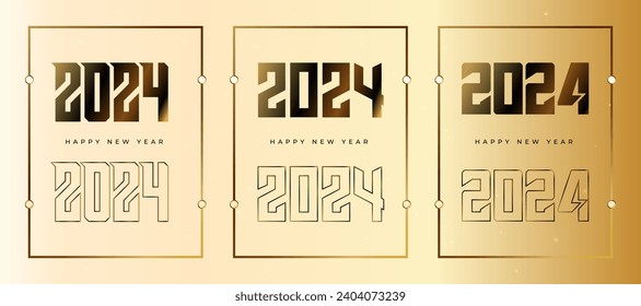Happy New Year collection of background designs. Vector and elegant style design. Concept for holiday celebration, greeting card, poster, banner, flyer