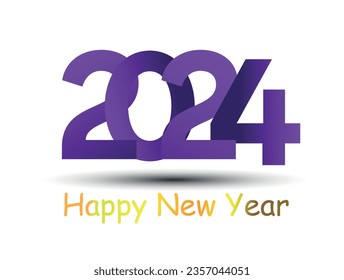 Happy new year  color full Text decoration glitter gold confetti on trendy background. New Year Wishes and Greetings, celebration concept. 2024, 2025, 2026 winter holiday season's greetings design.