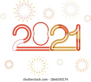 happy new year, colored 2021 numbers, design elements for new year decor, 2021 vector